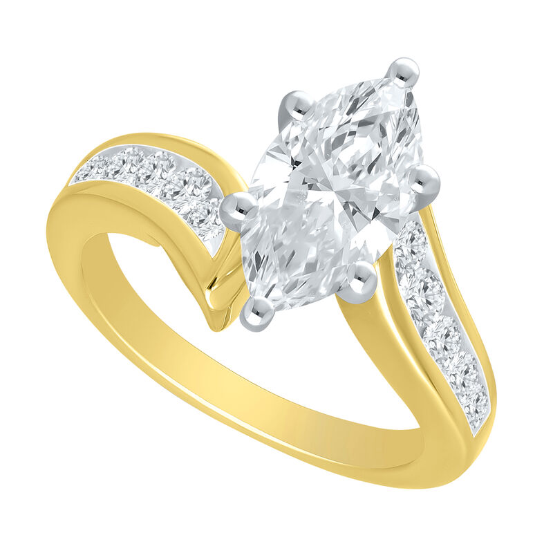 Marquise Lab Grown Diamond 2 1/2ctw. Channel Bypass Engagement Ring in 14k Two Tone Gold image number null